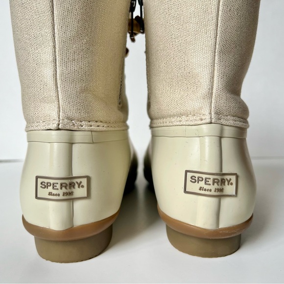 Sperry-Women’s-Saltwater Duck Boot-Size 10-Ivory/Shimmer Gold/Brown-NWOT - Picture 4 of 12